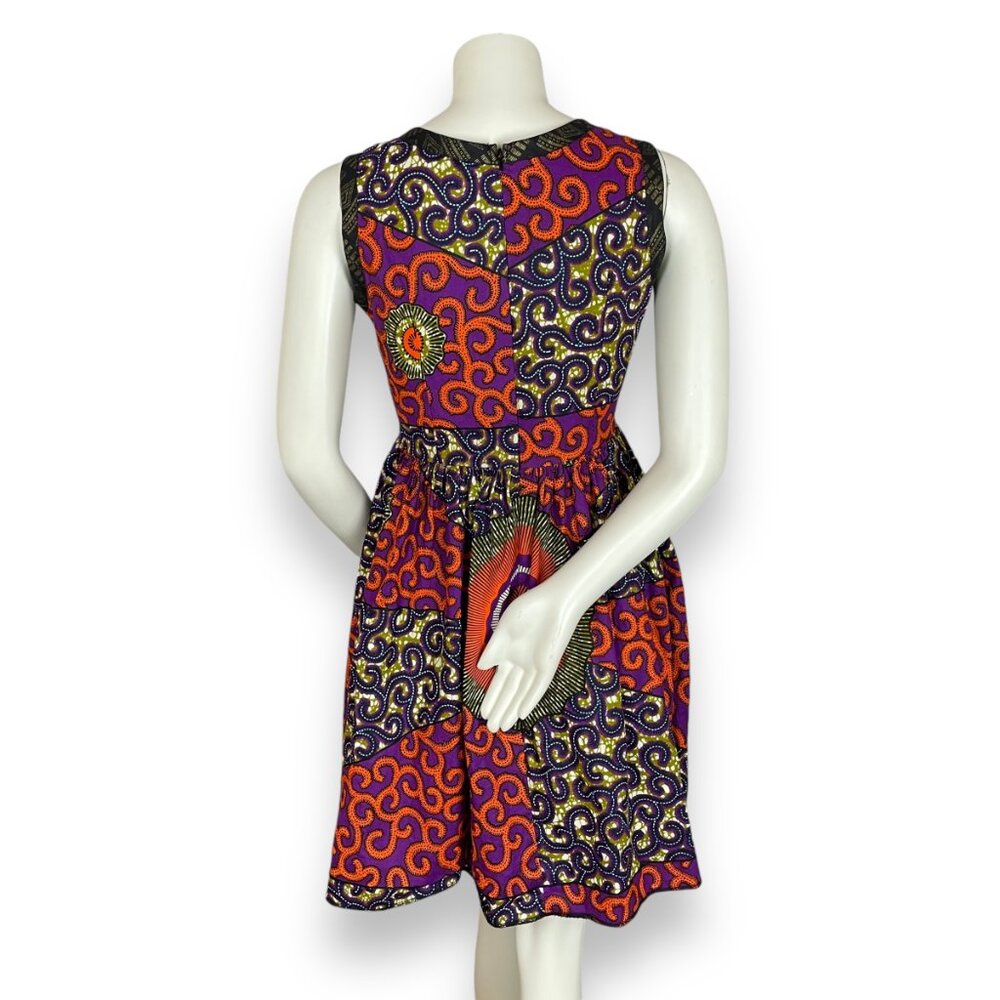 Kutula by Africana Dress Sleeveless Wax Print‎ Batik Ankara Fit and Flare - Picture 2 of 12